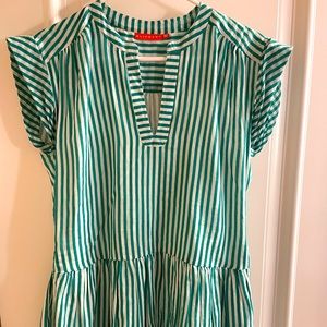 Oliphant, green-striped, lightweight summer dress.